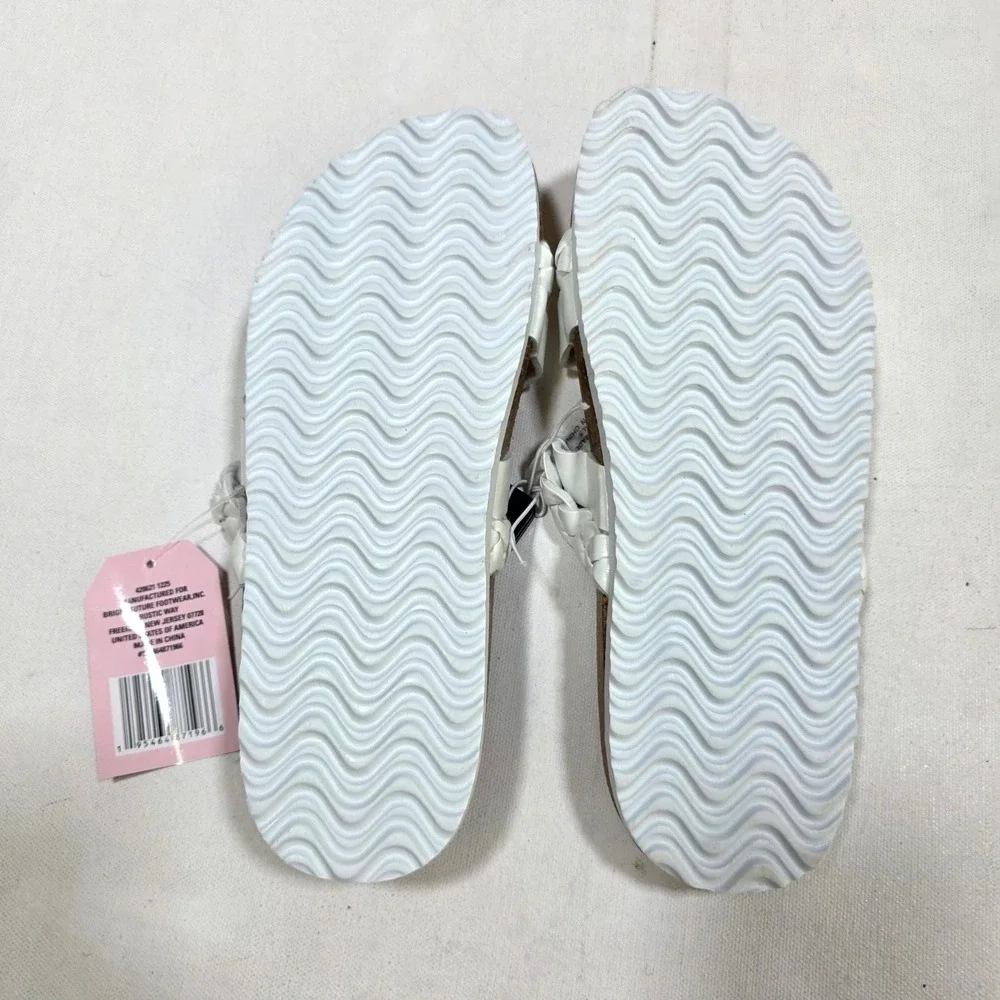 Mysoft Braided Sandal Ladies 9/10 White Slide Strappy Comfort Summer Beach Shoes